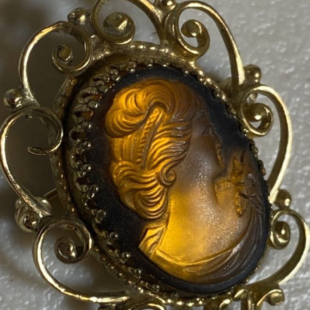 Genuine Vintage Lady Brown Brooch